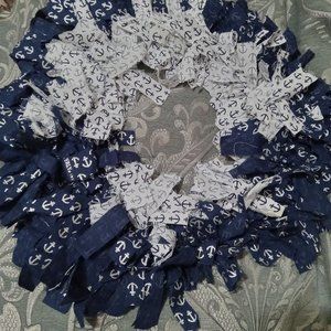 Blue & White Anchor Wreath